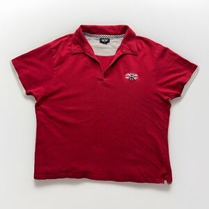 Mini Cooper Short Sleeve Polo Shirt Womens XL Red Embroidered Union Jack Car